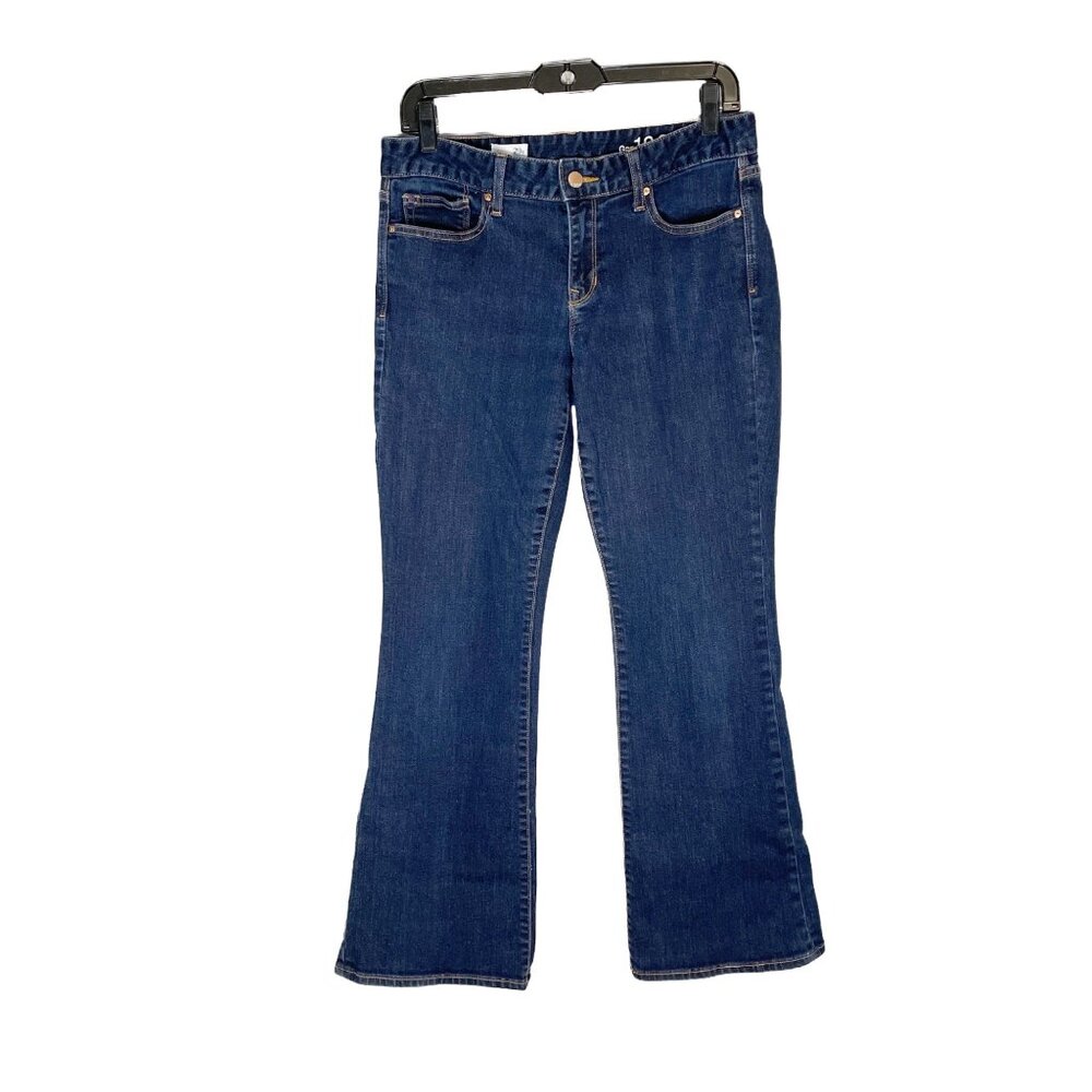 Gap Women's Blue Denim Stretch Mid Rise Dark Wash Curvy Bootcut Jeans Size 29S